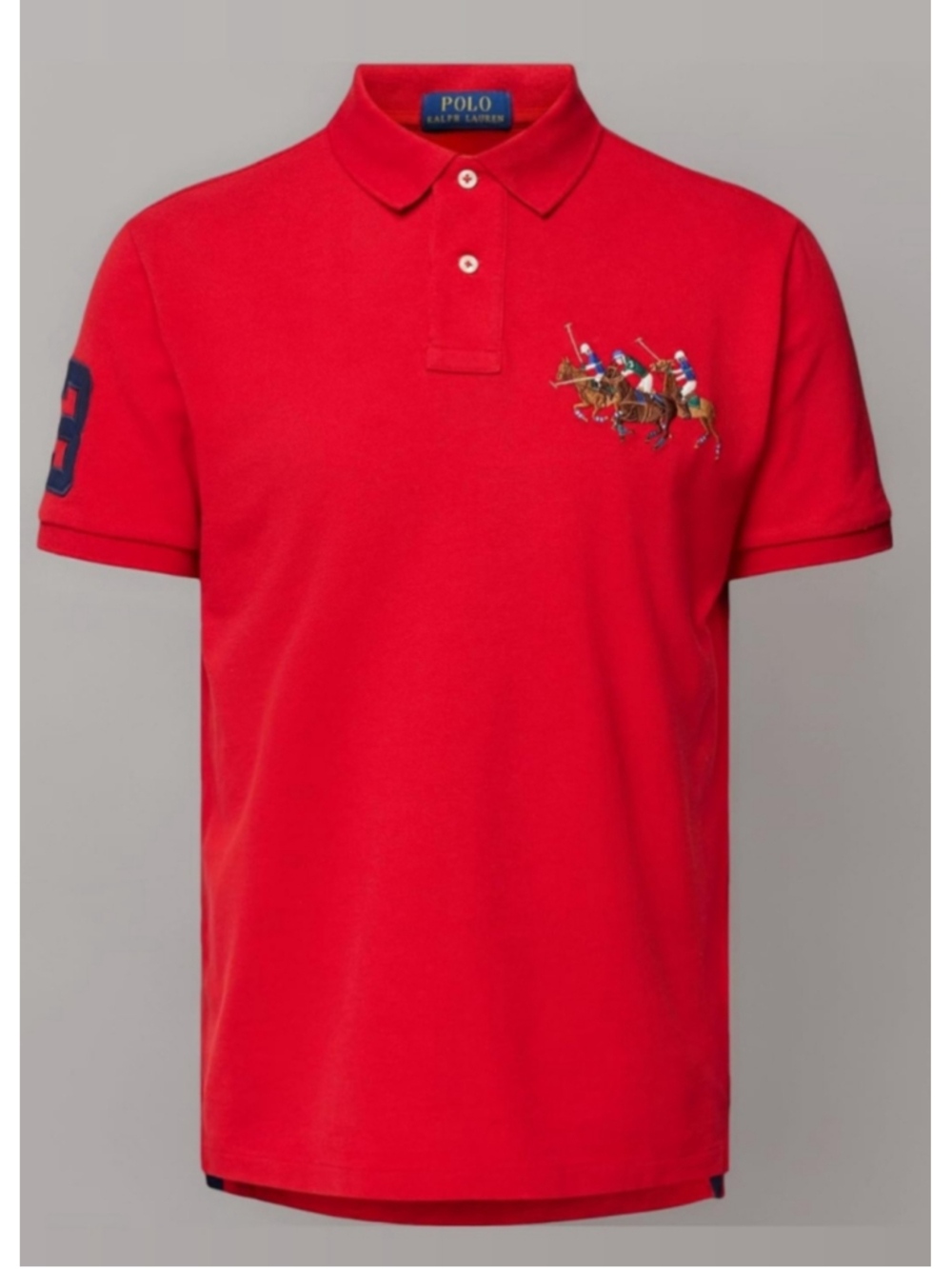 Polo Ralph Lauren Large Red Triple Multicolored Pony Polo Shirt Preppy Academia